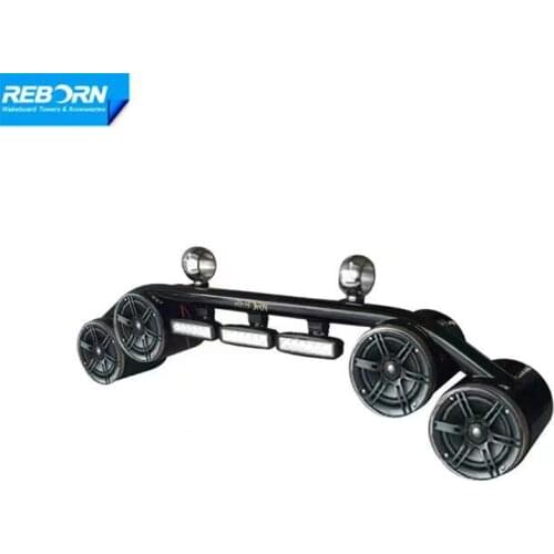 Reborn wakeboard tower 4 speakers and 3 LED lights combo black coated