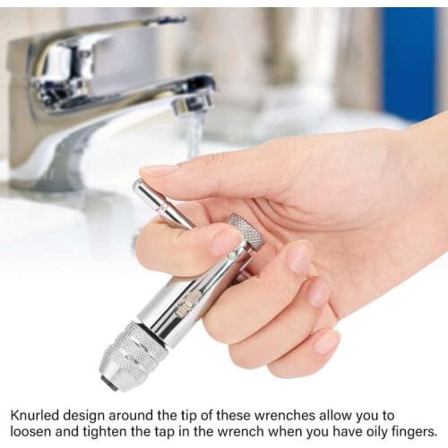 Adjustable T-Bar Handle Ratchet Tap Wrench Tool Steel M3-M8 / M5-M12 for Tap & Die Set with Forward & Reverse Operation & Lock