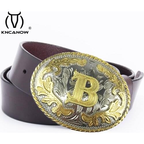 B Letter Buckle Designer Belts Men Casual High Quality Genuine Leather Cowskin Casual Jeans Waist Strap Coffee Ceinture Homme