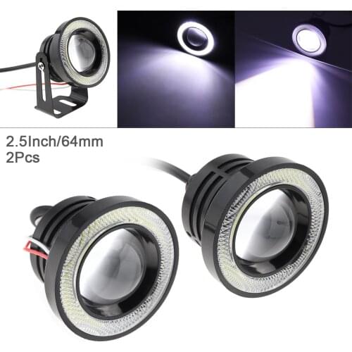 Universal 2pcs 2.5 Inch 64MM 12V 1200LM DRL Car LED Angel Eye Fog Lamp COB Diaphragm Daytime Running Light