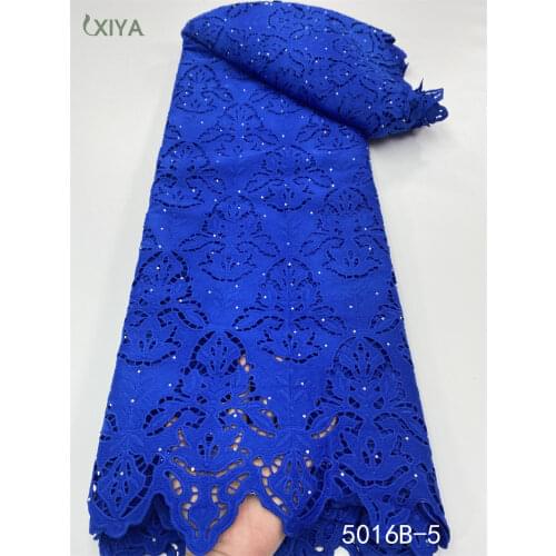 Embroidery Guipure Lace Fabric Royal Blue Nigerian Milk Silk Lace Fabric with Stones African Laces Fabrics for Wedding APW4405B