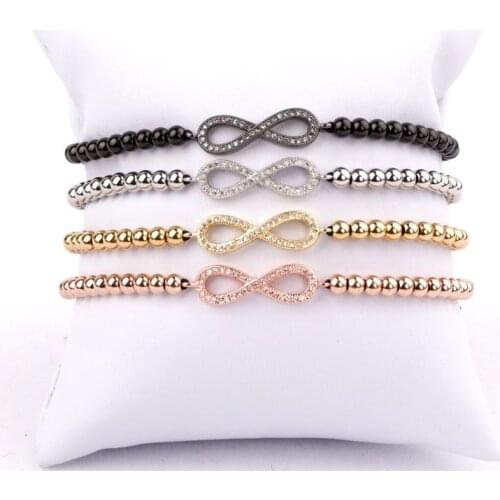 High quality Stainless Steel Beads CZ infinite Charm Friendship Macrame Women Jewelry Bracelet