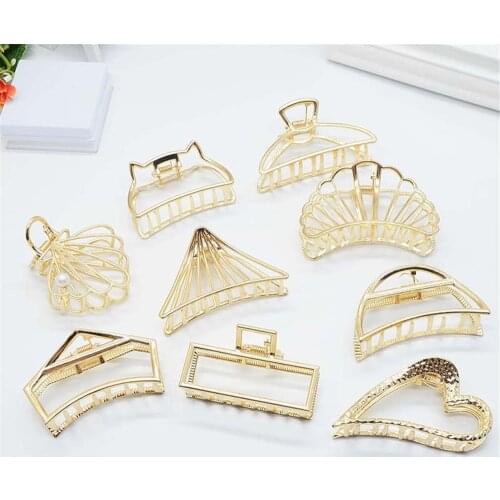 1pc Geometric Hair Claw For Women Girls Clamps Hair Crab Metal Gold Hair Clip Claw Accessories Hairpins Ornament
