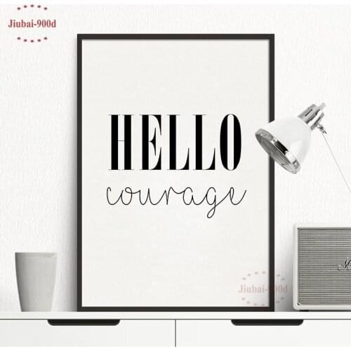 Hello Courage Quote Canvas Art Print Poster, Simple Style Wall Pictures for Home Decoration, Wall Decor YE135