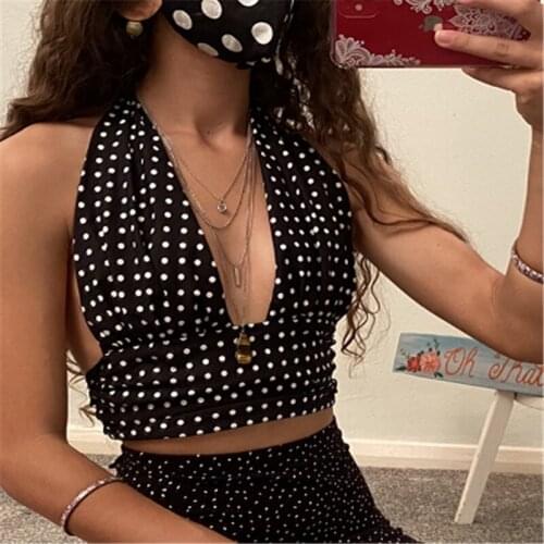 Female Camisole, Adults Plaid Halterneck Sleeveless Crop Tops Short Vest for Summer, S/M/L
