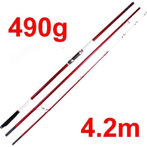Uatchok Good 4.2M Fast KW / CR Rings Pure Carbonfiber SurfCasting Surf Casting Rod Tip-Butt Dia 2.0-22mm Bait Weight 100-250g