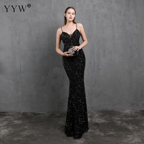 2021 Elegant Women Sleeveless Long Evening Dress Female Sexy Backless Sequin Party Bling Floor Length Dress Femme Vestidos