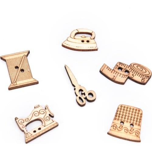 50 Pcs/lot Natrual Wooden Decorative Buttons Mix For Handmade Sewing Scrapbooking Craft 18-30mm