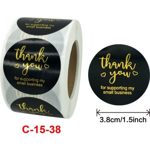 500pcs 38mm Thank You Stickers Labels Seals Thank You for Supporting My Small Business Stickers Round Kraft Black Labels