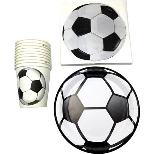 60pcs/lot Boys Favors Football Theme Napkins Baby Shower Decoration Soccer Tableware Set Happy Birthday Events Party Cups Plates