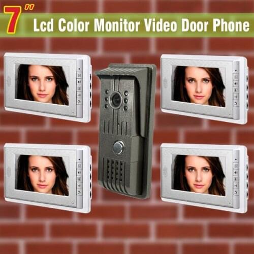 7 inch monitor video door phone intercom doorbell intercom 1 Camera + 4 Monitor villa video intercom video doorbell color video