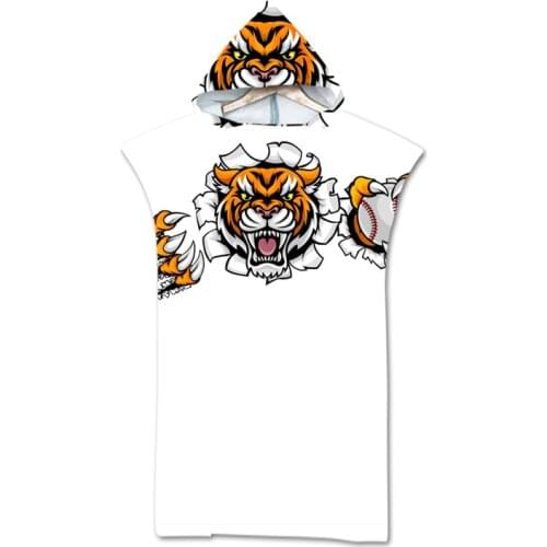 Parent-child hooded bath towel 3D printed beach towel microfiber fabric boy and adult bath towel bathroom towel cover