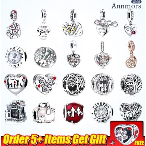 Forever Sweet Family Life Tree Heart Beads Charms Fit Original Pandora 925 Silver Hollow Bracelet Necklace Jewelry Charms Make