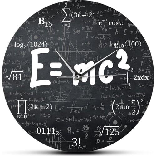 E=mc2 Math Formula Geek Wall Clock Theory of Relativity Silent Wall Watch Scientist Physics Teacher Gift School Classroom Decor