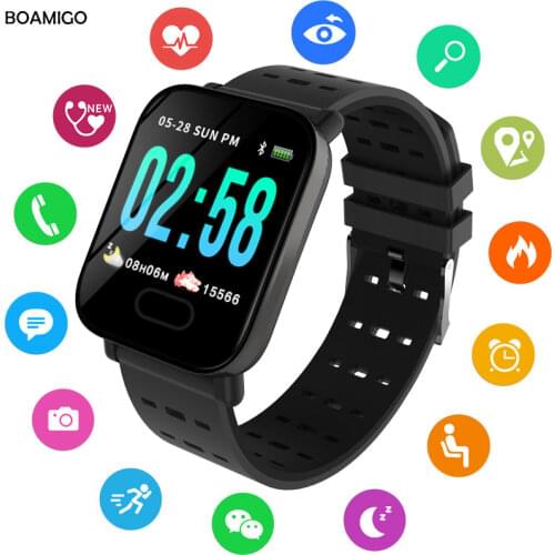BOAMIGO Bluetooth Smart Bracelet Color Screen Fitness Tracker Heart Rate Smart Band Step Activity Monitor Smart Watch For Sport