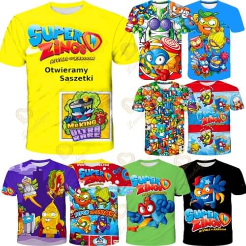 Superzings Kids T Shirt Children Clothing 2021 Funny Summer Tops Cartoon Kawaii Tee Boys Girls Clothes Superthings Series 4/5