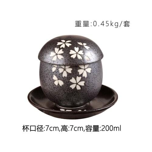 Hot sale 200ml Japanese egg steaming bowl three piece set of ceramic and wind tableware underglaze egg cup multi color egg steam