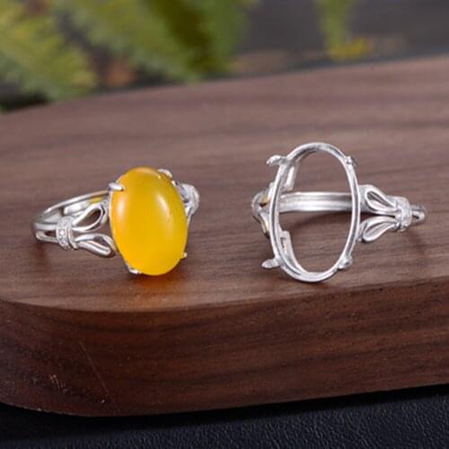 Joanlyn Ring Blank (10x14mm/12x18mm Oval Blank) 925 Sterling Silver Ring Base Adjustable Ring Setting R926B