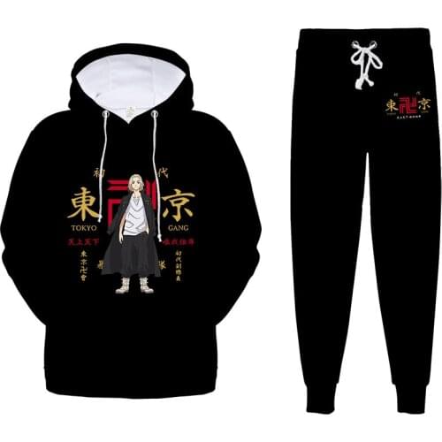 Tokyo Revengers Sweater Pants Suit Anime Cosplay Couple Oversized Hoodies and Sweatpants Set Hooded Sweatshirts Tracksuits Top