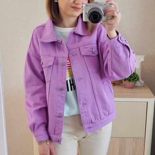 Women Jackets 2021 New Spring outwear denim coat Solid turn down collar cotton jacket for female plus size S-3XL