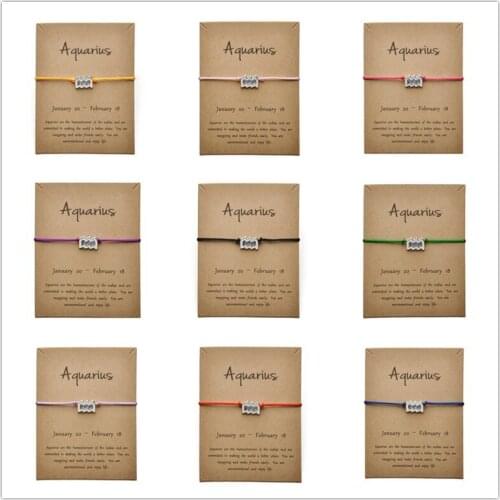 12pcs Hot Sale Fashion Jewelry Constellation 12 Aquarius Zodiac Bracelet Bangles For Women Lady Birthday