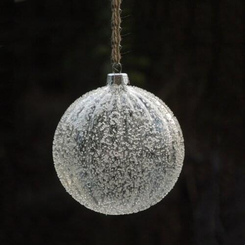 16pcs/pack Diameter=8cm Striped Glass Ball Transparent Glass Globe with Glass Chips Christmas Tree Pendant Ornament Glass Ball