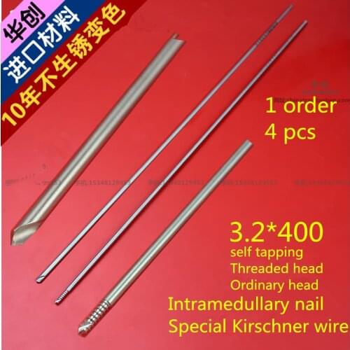 Medical orthopedic instrument 3.2*400mm self tapping Threaded head Ordinary head PFNA Intramedullary nail Special Kirschner wire