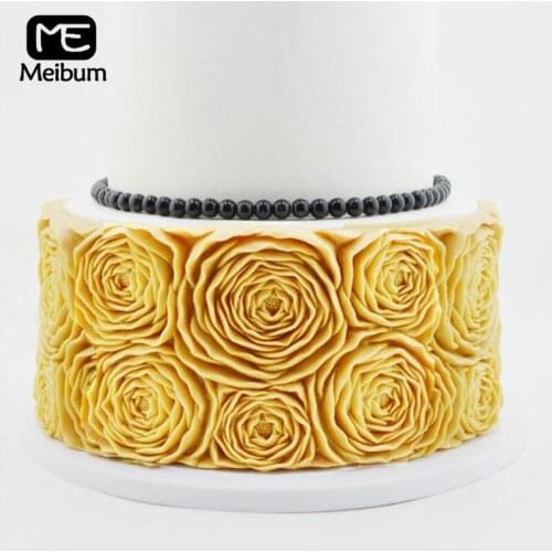 Meibum Ruffle Rose Flower Silicone Fondant Cake Mold Gum Paste Sugar Craft Mould DIY Valentines Day Pastry Decorating Baking
