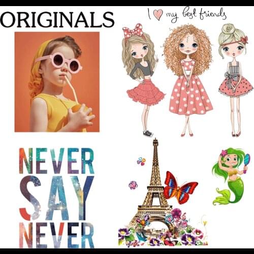 ZOTOONE Cute Girl Heat on Patch A-level Washable Iron on Transfers for Clothing Girls Kids T-Shirt Dresses Applique H