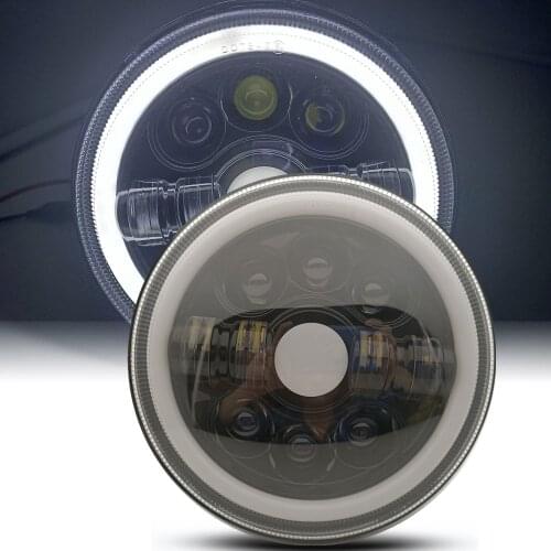 Motorcycle 7 inch LED Headlight Halo Projector Fit Street Glide Softail FLHX For Jeep Wrangler Hummer Lada Niva 4X4 Offroad