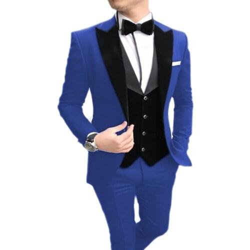 2020 Mens Suit 3 Pieces Casual Black Notch Lapel Vest Best Man Tuxedos For Wedding Party Suits(Blazer+vest+Pants)