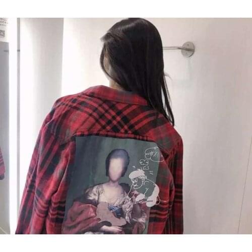 2021 Autumn Winter New Fashion Classic Oil Painting Design Trendy Brand Luxury Casual Versatile Lovely Concise Plaid Shirt F1