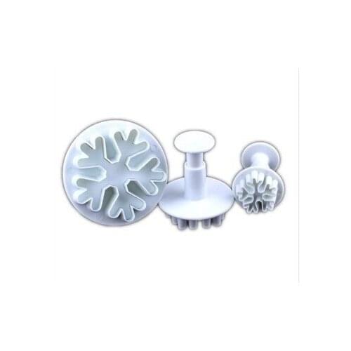 New Set of 3pcs Big Snowflake plunger Cutter cake decorating fondant embossing tool