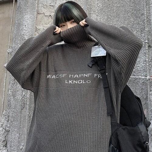 New Winter Sweater Women Commuter Sweater Fashion High Neck Sweater Loose Long Sleeve Knitted Sweater Thick Vintage Man Sweater