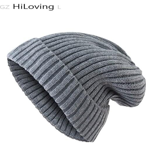 Autumn Winter Slouchy Knitted Beanies Hats for Women Men Hiphop Acrylic Ribbed Beanie Skullies Cap Stretch Bonnet Femme Hat Gift