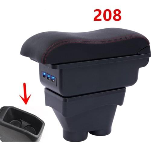 For peugeot 208 Armrest Box Car Central Armrest Storage Box cup holder ashtray modification accessories