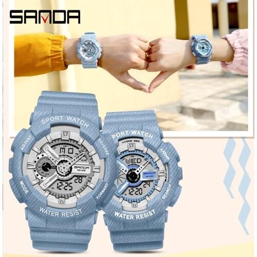 SANDA 2021 Womens Trend Watch G style Couple LED Waterproof S Shock Watch Mens Sports Quartz Watch Clock Relogio Masculino 299
