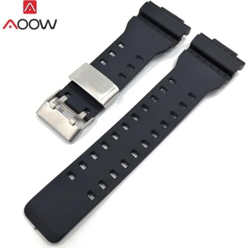 Silicone Strap for Casio G-Shock GD-120 GD-100 GA-100 GA-110 Stainless Steel Hoop Men Sport Rubber Replacement Bracelet Band