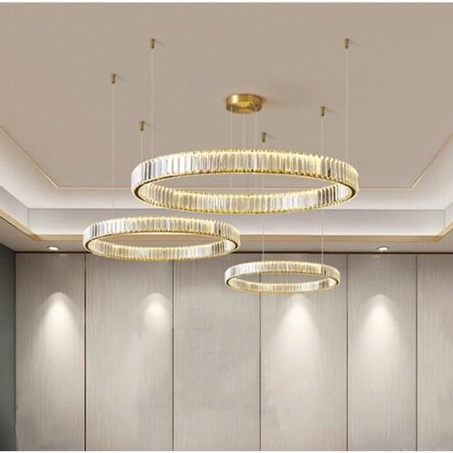 Modern Luxury Ring Shape Crystal Led Pendant Lamp Home Dining Living Room Decor Bedroom Indoor Lighting Hanging Lights Fixture