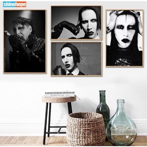 Canvas Poster Custom Marilyn Manson Canvas Painting Poster Home Decor Cloth Fabric Wall Art Poster