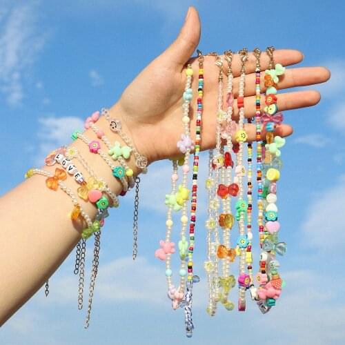 Vedawas Fashion Cute Daisy Flower Bowknot Beads Necklace for Women Romantic Pearls Letter Collar Choker Necklace Holiday Jewelry