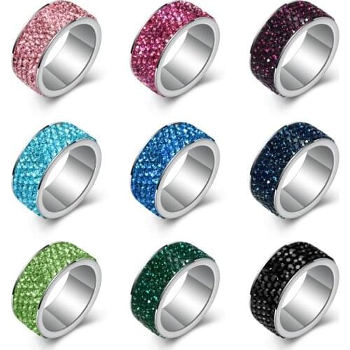 High Quality New arrival Fashion gift Charm Party New arrival rhinestone wedding jewelry Stainless SteelCrystal Rings