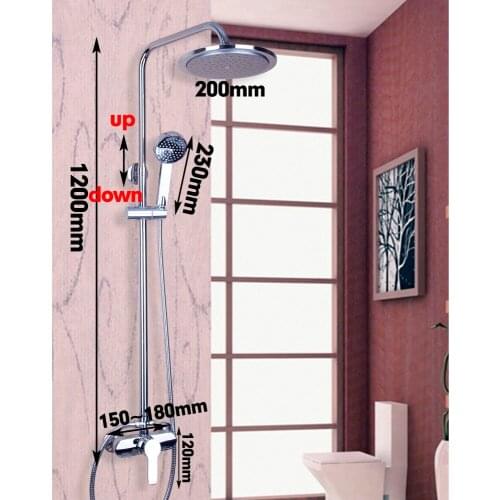YANKSMART Polished ChromeBathroom Faucet 8" Round Rain Shower Set Faucet Tub Mixer Tap with Hand Shower