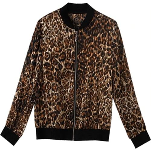 New Spring Autumn Womens Jackets Lady Plus Size Leopard Coats Loose V-Neck Casual Female Outerwear Woman Baseball Uniform