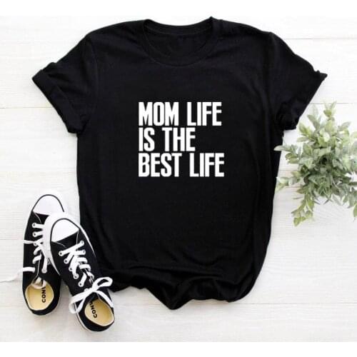 Women O-neck Christmas T Shirt Women Casual Tee Shirt Femme Mom Life Is The Best Life Printed Short Sleeve Cotton T Shirt
