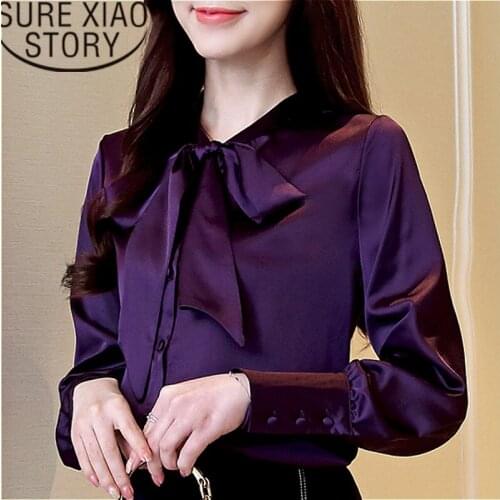 2021 Spring Womens Tops and Blouses Korean Style Blusas Mujer De Moda Women Shirts Bow Solid Chiffon Blouse Office Lady New