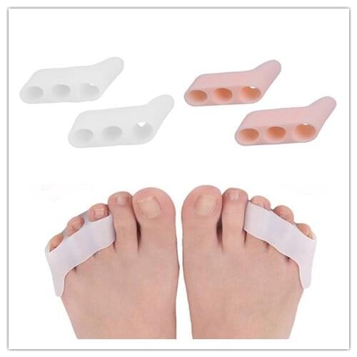 1Pair Silicone Toe Separator Spreader Gel Bunion Splint Toe Corrector Separator Overlapping Spreader Protection Foot Care