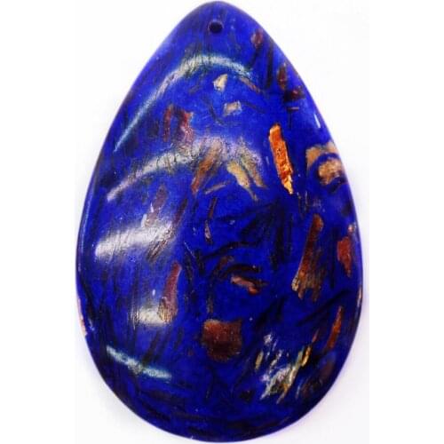 1Pcs 48x30x7mm Wholesale Bronze&Sapphire Sea Sediment Jasper & Pyrite Teardrop Pendant Bead DIY Jewelry Accessories S954