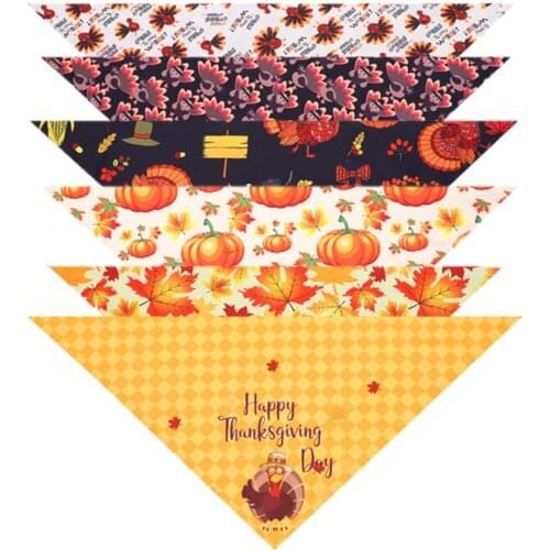 10pcs Pet Dog Bandana Middle Large Dog Scarf Pet Bandana Cotton Pumpkin Thanksgiving Dog Accessories