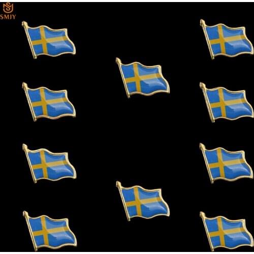 10PCS Sweden UN Flag Brooch Euro Representative Country Badge Men/Women Available Lapel Safety Pin Collection